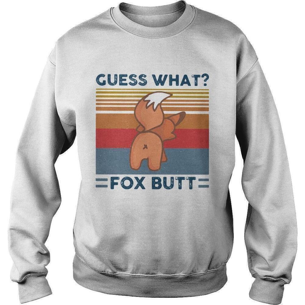 Guess What Fox Butt Retro Humor Graphic Unisex Sweatshirt
